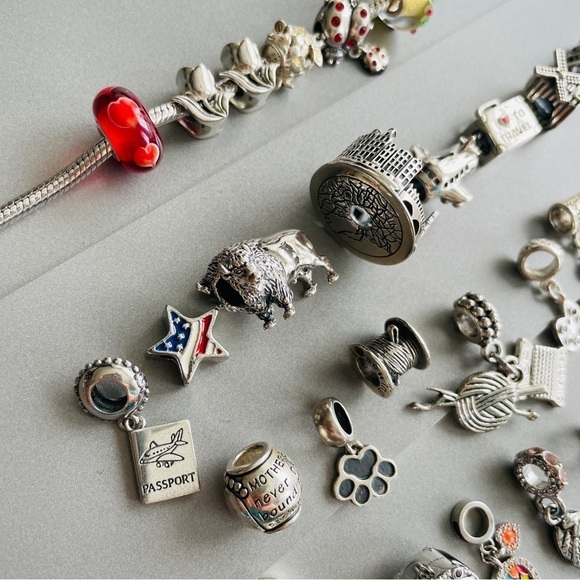 Bling Jewelry Gold Pink Flower 3D Lamp Murano Glass Sterling Silver Bead… - Picture 7 of 10